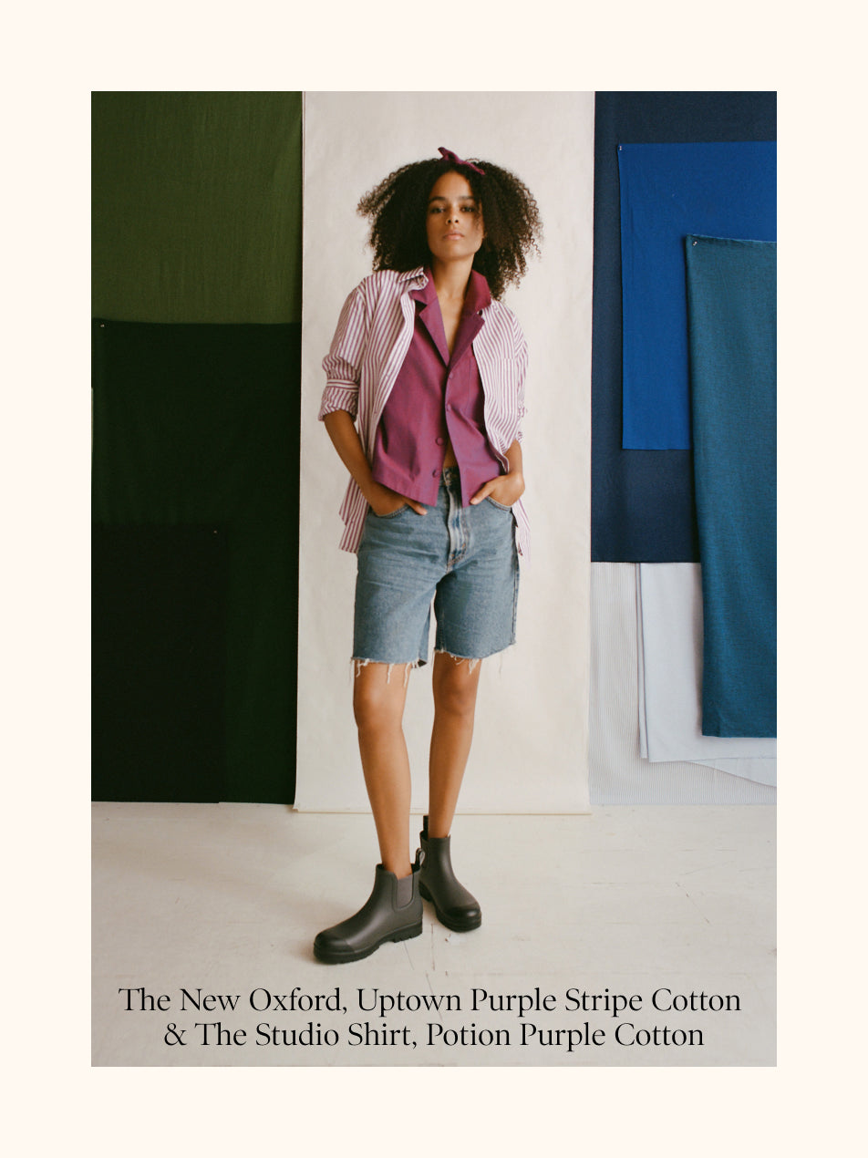 Static PLP Image: The New Oxford, Uptown Purple Stripe Cotton & The Studio Shirt, Potion Purple Cotton