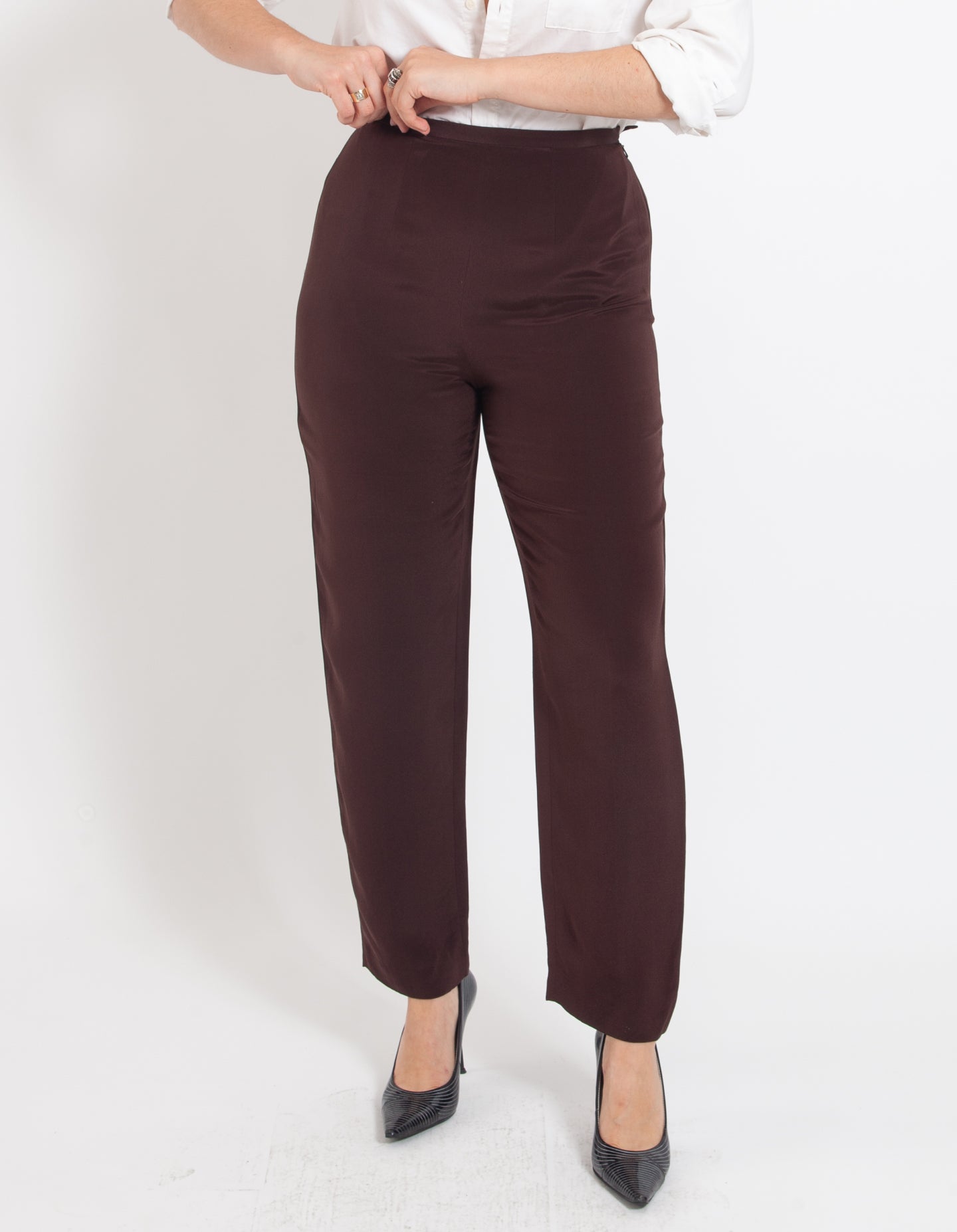 Vintage Chocolate Silk Trousers