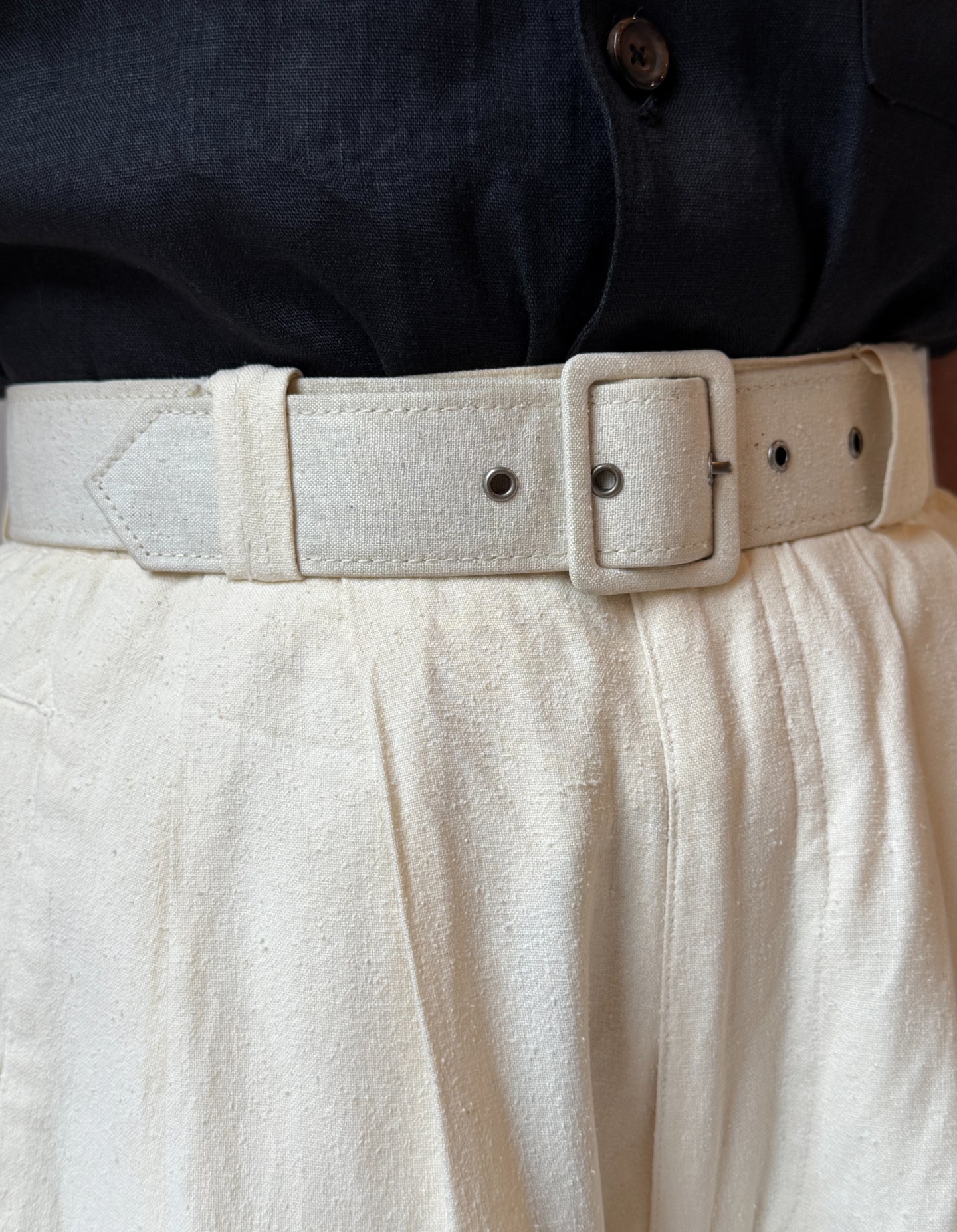 Vintage Ivory Silk Pleated Shorts