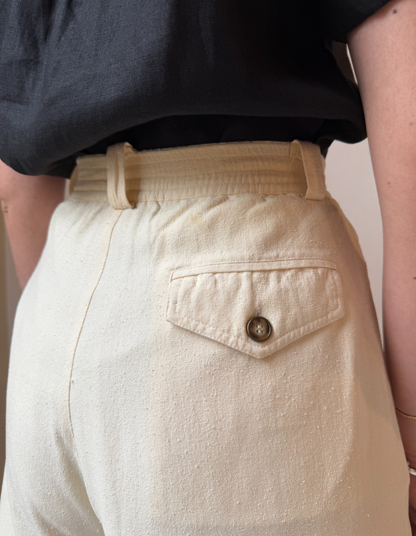 Vintage Ivory Silk Pleated Shorts