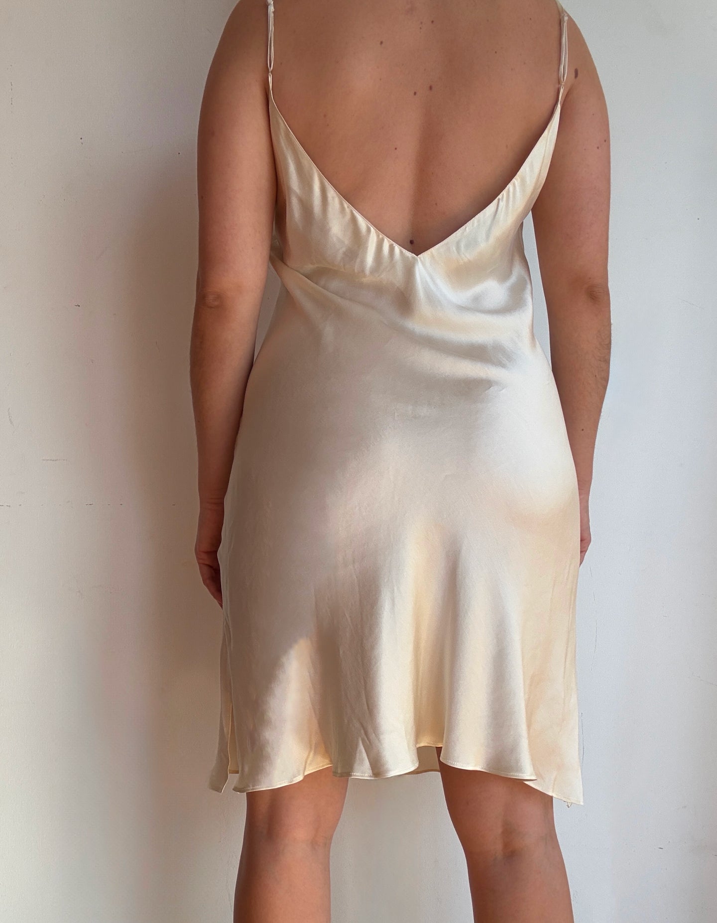 Vintage Ivory Lace Silk Slip Dress