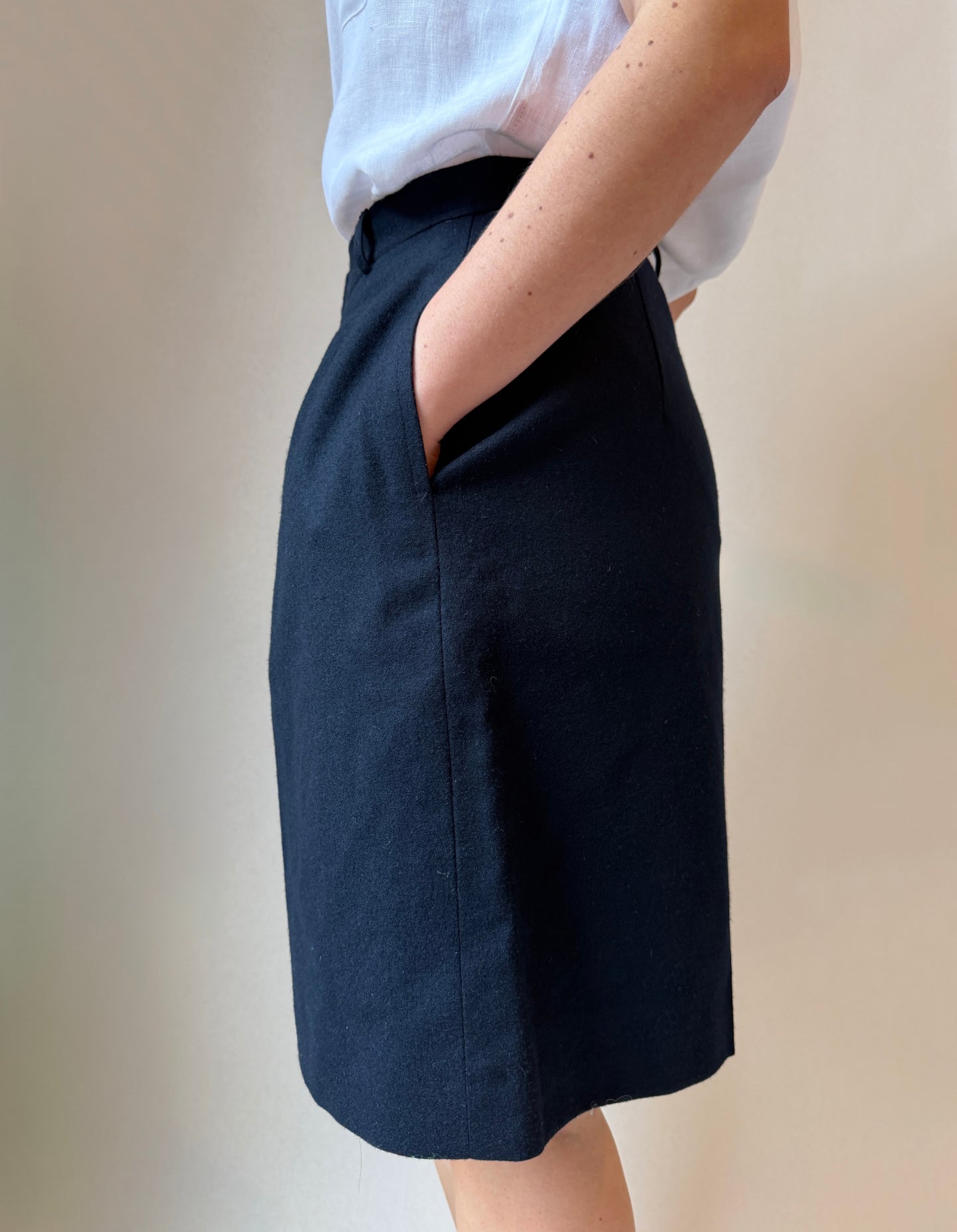 Vintage Navy Wool Pleated Shorts