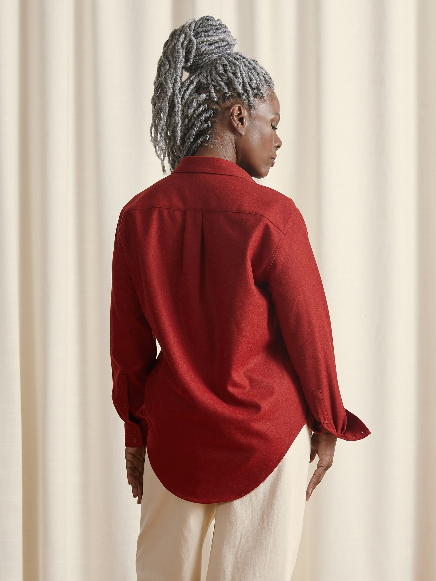 The New Oxford Shirt in Period Red Merino Wool | NAOMI NOMI