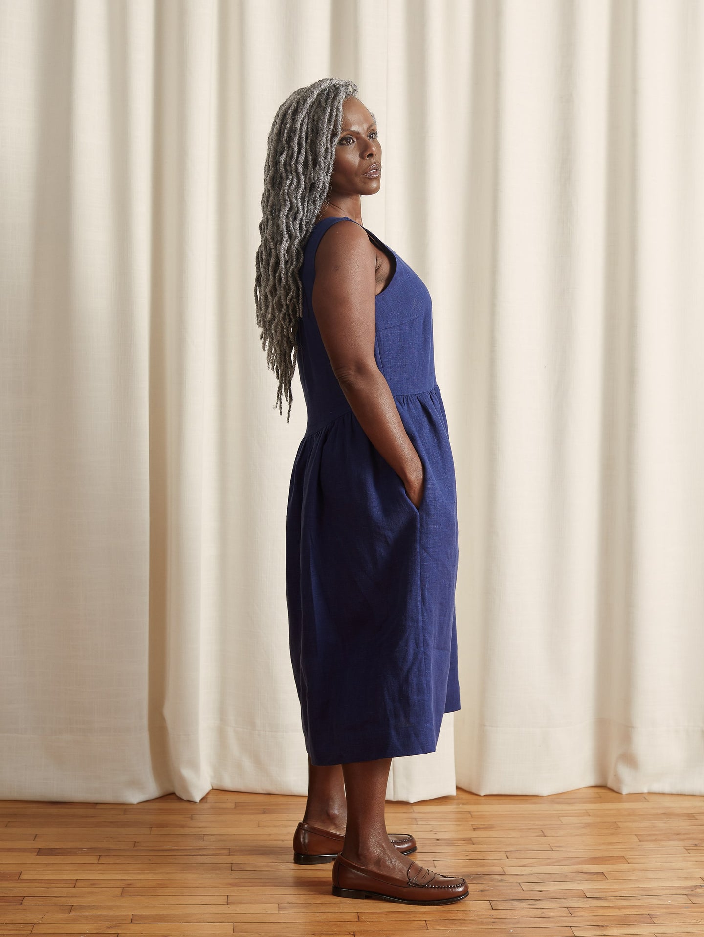 The Easy Dress in Hudson Blue Linen | NAOMI NOMI