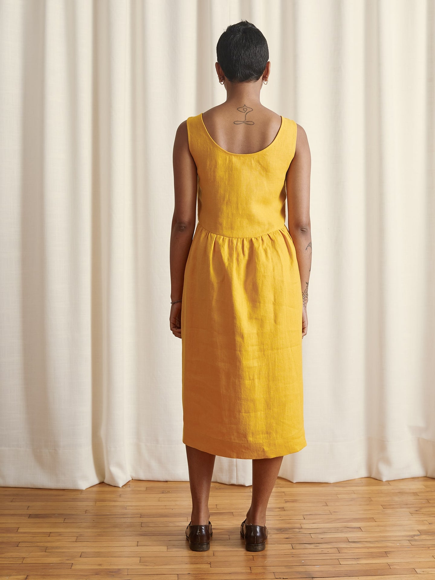 The Easy Dress in Marigold Yellow Linen | NAOMI NOMI